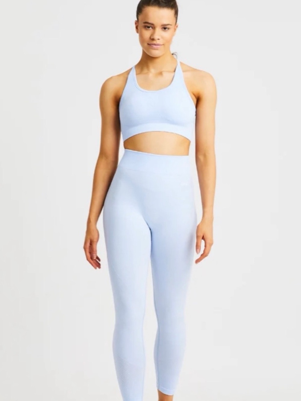 AYBL Ice Blue Seamless Sports Bra & High-Waist Leggings Set